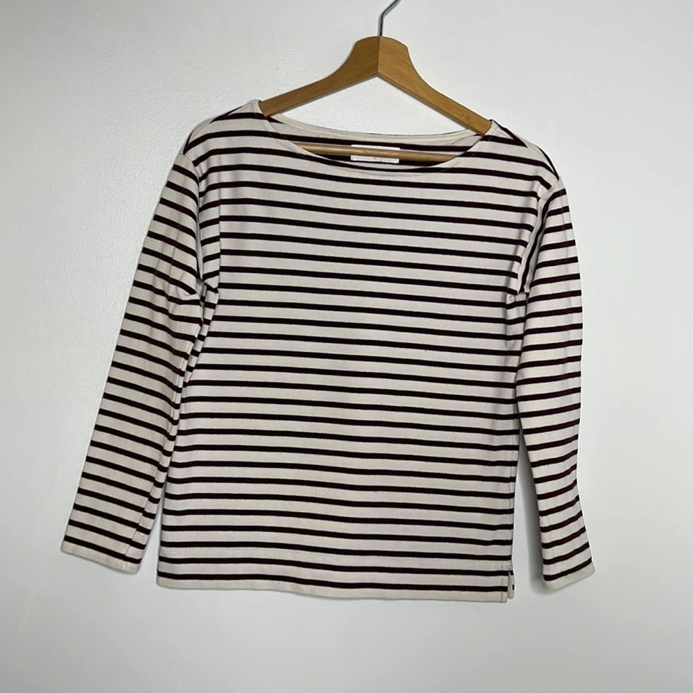 Everlane The Modern Breton Tee burgundy & white, size small